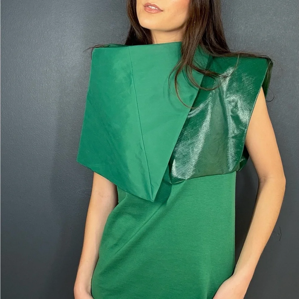 Rick Owens Green Asymmetrical Sheath Cocktail Dress - Picture 9 of 10
